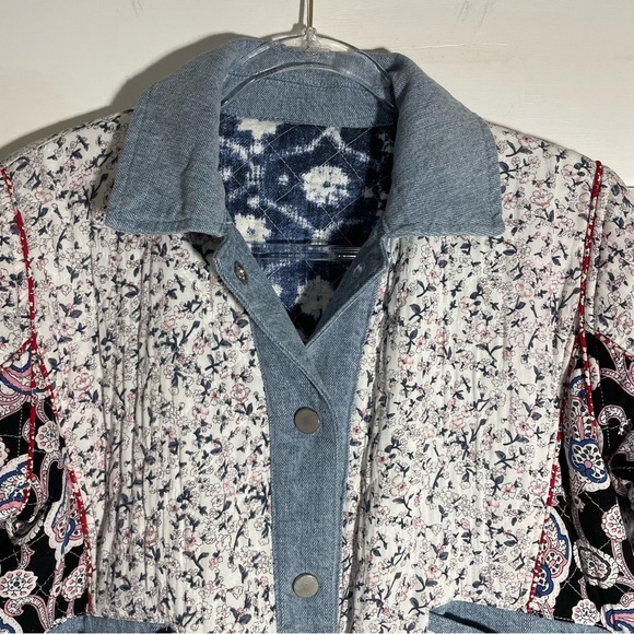 Anthropologie BlankNYC Denim-Trimmed Reversible Patchwork Quilted Jacket Size XS - Picture 9 of 15